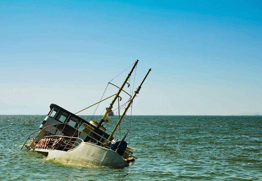 Small boats are also subject to sinking in the ocean.